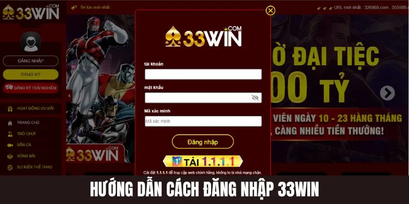 Hướng dẫn đăng nhập 33win